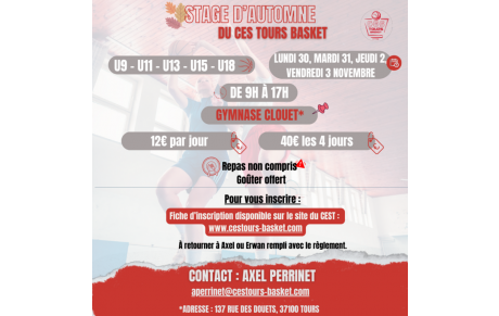 Stage des Vacances de la Toussaint 2023