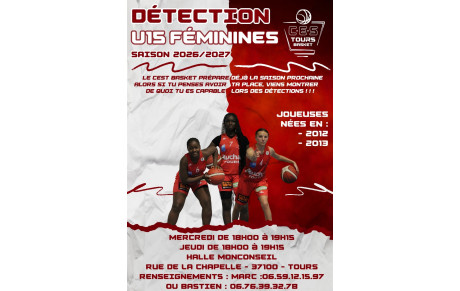 Détection U15 Féminines Saison 2026-2027