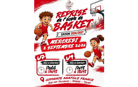 Reprise du Mini Basket le mercredi 2 septembre 2026